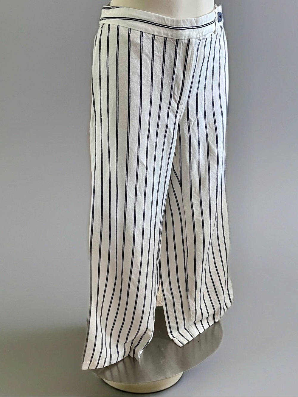 J. Jill White Wide-Leg Pants with Black Pinstripes - Picture 2 of 8